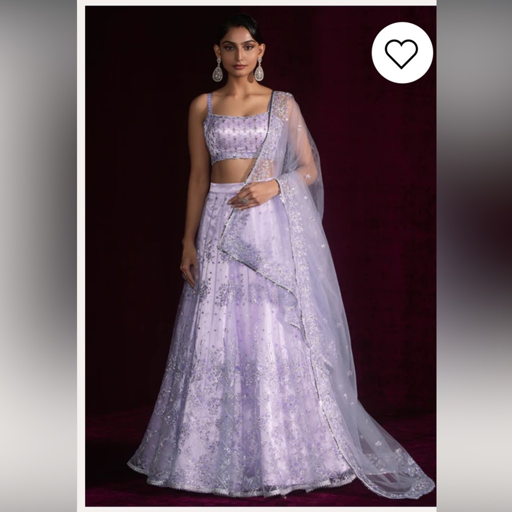 Elegant Lavender Embroidered Lehenga Set